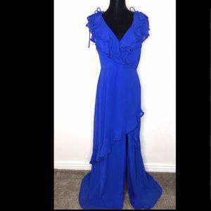 Lulu’s Blue Ruffle Maxi Gown